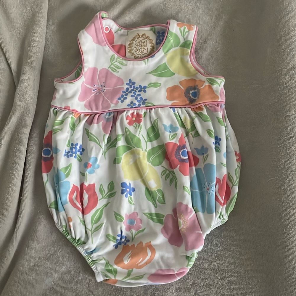 The Beaufort Bonnet Company floral bubble romper 0-6 months